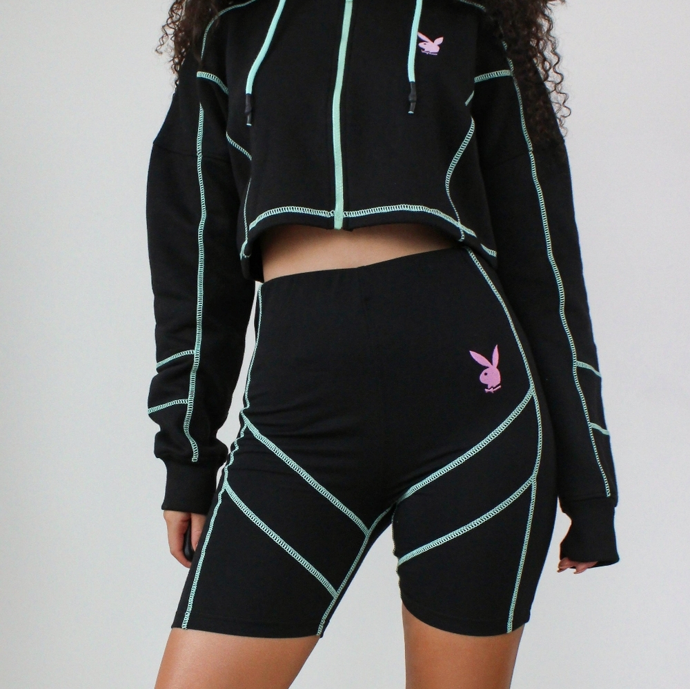 NWT MISSGUIDED PLAYBOY CONTRAST CYCLING SHORTS